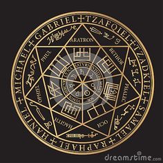 a golden seal with the names of all zodiacs and their corresponding numbers on black background