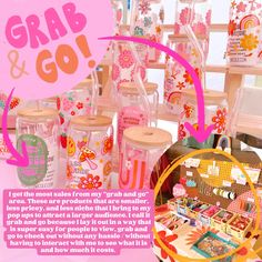 an advertisement for the brand grab and go, with images of items in front of it