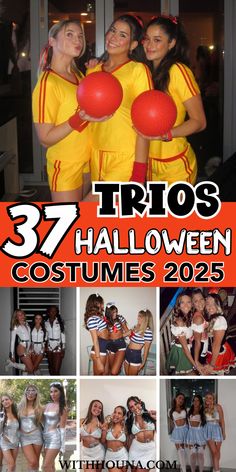 halloween costumes for girls with orange and white colors, including the words 37 trios halloween costumes