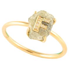 A must-have in the current personalization trend. This collection of unique illustrious alphabet letters is made of gold and natural raw gemstone. April birthstone diamond brings love, fame, success and prosperity. 18K Gold Initial F Letter Ring - Personalized Initial Letter Ring - 18K Gold Initial Letter Ring, Letter Ring, Gift For Her, Birthday Gift, Valentine's Day Gift. Special design ring with letter . It’s a manual labour product. ‘Handmade’. Show your endless love by gifting this ring to Ring With Letter, Initial F, F Letter, Letter Ring, Personalized Ring, April Birthstone, Gift For Her Birthday, Gold Initial, Personalized Rings