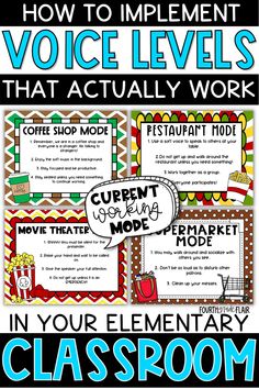 a classroom poster with the words, how to implement voice levels that actually work in your elementary