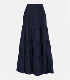 Find GABRIELA HEARST Morse Tiered Linen Maxi Skirt on Editorialist. Material: 100% linen. Care instructions: dry clean. Made in Italy. Designer color name: Navy. Lining: 70% cotton, 30% silk. Closure: invisible zipper. Maxi Skirt Colorful, Tired Maxi Skirt, Dark Blue Maxi Skirt, Long Navy Skirt, Navy Blue Maxi Skirt, Blue Long Skirt, Navy Maxi Skirt, Maxi Skirt Blue, Long Tiered Skirt