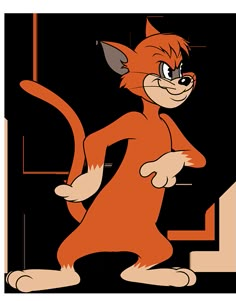 an orange cartoon cat standing with one foot on the ground