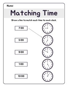 a printable worksheet for telling time to the hour and nine o'clock