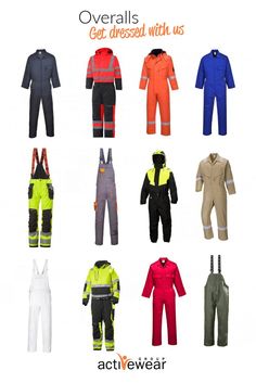 At Activewear Group, we have a wide range of work overalls for men or women that will keep your clothes clean and protected while in the workshop or work site. Our work coveralls range has an array of sizes and styles to suit your needs, including waterproof overalls and overalls with chemical protection and flame resistance. Features of our work overalls vary from breathable fabric and elasticated cuffs to foldaway hoods and multi-pockets, giving a lot of options to choose from. Engineer Overalls Outfit, Mechanics Overalls, Engineering Clothes Style, Work Clothes Men Construction, Working Uniform, Construction Clothing, Construction Uniform, Work Suits Men, Work Overalls Women