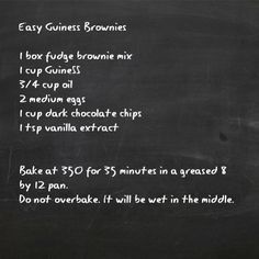 a blackboard with instructions for making brownies