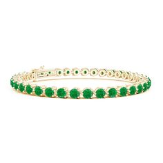 Round Emerald Link Tennis Bracelet Emerald Bracelet, Tennis Bracelet, Emerald, Tennis, Yellow Gold, Bracelet, Gold