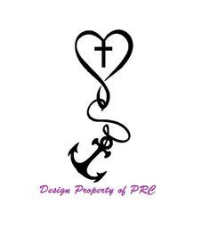 an anchor and heart with the word design property of p & c written below it