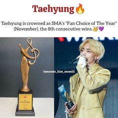 taehyng is crowned as sma's fan choice of the year