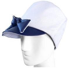 Beyond chic 1960s OLEG CASSINI navy blue and white linen and silk blend nautical hat! The white section features a linen and silk blend that retains its' shape nicely. Navy blue faux leather brim and bow. Looks great with jeans or a dress. In great condtion. Made in France Will fit an array of sizes Measurements: Up to 9.5 inches from front to back 9-9.5 inche from side to side Womens 60s Fashion, 60s Fashion Trends, Wide Brimmed Hat, Nautical Vintage, Black And Khaki, Dior Logo, Brimmed Hat, Oleg Cassini, Vintage Hats