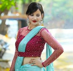 Belt Model Blouse Designs, Belt Blouse Design For Silk Saree, Blouse Belt Designs, Blouse With Belt For Saree, Blouse Designs With Belt, Belt Blouse Design, Designer Saree Look, Designer Blouse Designs, Blouse With Belt