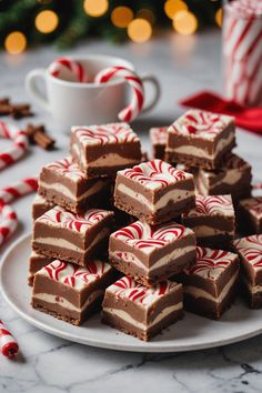 A photo of a  Candy Cane Fudge which is a type of Christmas Fudge Recipes Xmas Fudge, Fudge With Evaporated Milk, Creamsicle Fudge, Christmas Fudge Recipes, Easy Homemade Fudge, Candy Cane Fudge, Old Fashioned Christmas Candy, Cocoa Fudge, Coffee Fudge