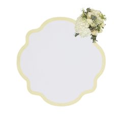 a white and yellow frame with flowers on it