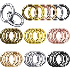 PRICES MAY VARY. What you get: 18 pieces of spring O rings in 6 different colors, each color for 3 pieces, namely gold, silver, gun black, bronze, rose gold, and light gold, each ring is 25 mm in inner diameter, 32.8 mm in outer diameter, a variety of colors and enough quantity to meet your different needs Reliable material: made of quality alloy material, the round snap buckle is lightweight but durable, not easy to break with high strength, resistant to corrosion and rust, beautiful color maki Diy Jewelry Bags, Diy Keyring, Carabiner Keychain, Paracord Keychain, Keychain Clip, Bag Hook, Metallic Purse, Diy Handbag, Ring Der O