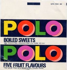 an advertisement for the five fruit flavors from poloo, which was introduced in 1971