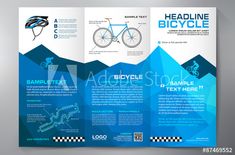 a blue tri fold brochure with an image of a bicycle on the front and back