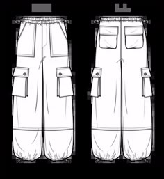 the front and back views of pants