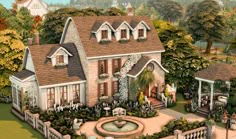 this is an artist's rendering of a house in the country side with lots of greenery