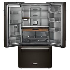 an open refrigerator with its doors wide open