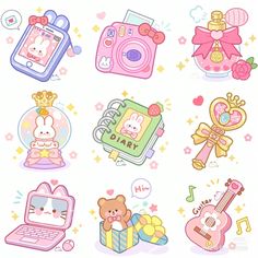 some cute stickers on a white background