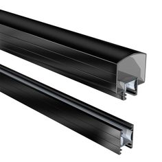 an image of two different angles of the same metal tube and one is black in color