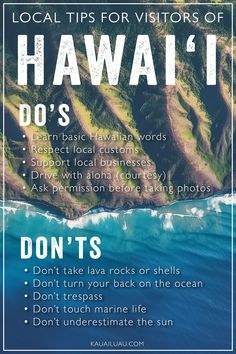 a poster with the words hawaii do's and don'ts