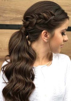 Elegant Ponytail with a Side Braid Up Ponytail, Brown Hairstyles, Wedge Hairstyles, Elegant Ponytail, Side Braid Hairstyles, Braid Hairstyle, Braided Hairstyles Updo, Feathered Hairstyles