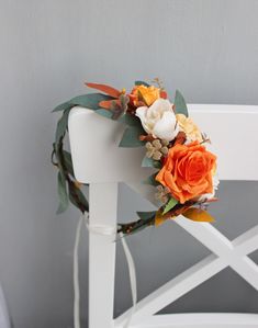 Shop for beautiful burnt orange wedding flower crown made of textile flowers, berries and greenery. 🌺Flower crown is adjustable by the ribbon and fits both kids and adults! 🌺All the items in our shop are customizable. 🌺The colors of main flowers can vary, just write to me! 🌺It is possible to make boutonnieres, flower combs or corsages to each crown! 🌺The time for making each crown depends on availability of materials. So it will take from 1 to 7 days! But I do my best to make each order as Flower Bouquet Fall Wedding, Burnt Orange Bouquet, Burnt Orange Wedding, Fall Wedding Bouquet, Wedding Flower Crown, Orange Bouquets, Orange Wedding Flowers, Burnt Orange Weddings, Daisy Wedding