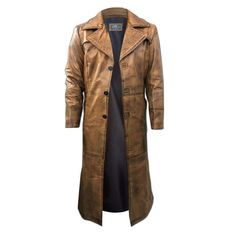 Leather Trench Coat Mens, Leather Duster, Plus Size Leather Jacket, Mens Leather Coats, Brown Trench Coat, Brown Leather Coat, Full Length Coat, Coat For Men, Long Leather Coat