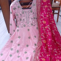 Item Overview ATHARVA Hand Embroidered Anarkali Dress/Pink/Majenta/All Over Embroidery/Banarsi Meenakari Dupatta/Maxi/A-Line/Customized Stitching/Wedding/ AK 5002 Fabric: * Shirt: Chanderi Silk/2.5 Mts, with Beautiful All Over Hand Embroidery * Dupatta: Banarsi Silk Meenakari Dupatta 2.5Mts/ (Motifs may wary) * Salwar: Santoon Silk 2.5 Mts. Excusive Hand Embroidered Party Wear Punjabi Suit. Customization: * Fabrics: Designs Can be made in different Fabrics. * Stitching Available Care: * Dry Clea Fabric Reference, Embroidery Dupatta, All Over Embroidery, Embroidered Anarkali, Punjabi Suit, Reference Pictures, Maxi Styles, Anarkali Dress, Silk Dupatta