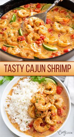 the recipe for tasty cajun shrimp is shown