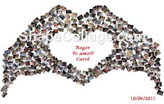 a heart shaped photo collage with many different pictures in it and the words roger te amo carol