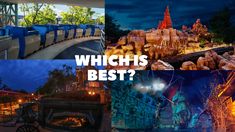 four different pictures with the words which is best? and an amusement park at night