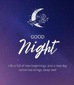 the words good night written in white on a purple background