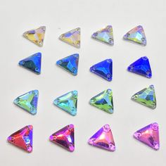 Sundaylace Creations & Bling Glass Gem 12mm AB Finish Triangle Sew On Glass Gem Flat Back Indigenous Beading, Glass Gems, In Pairs, Champagne Gold, Craft Materials, Sew On, Dark Pink, Bead Work, Beading