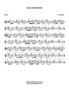 Earl of Mansfield Bagpipe Sheet Music - Learn to play bagpipe tune Earl of Mansfield Online Learning