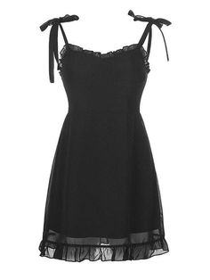 ⚡️Buy Frill Trim Tie Strap Mini Dress Black S under $28.00 in Dresses Online. Style: Casual, Sexy Color: Black Fabric Content: Polyester Fit Type: Slim fit Sleeve Length: Sleeveless Neckline: V Neck Length: Above Knee Design: Concealed Zip Fastening, Adjustable Shoulder Straps. ✓2022 NEW YEAR SALE | $10 OFF OVER $75 CODE: NY1 I $25 OFF OVER $125 CODE: NY2 | $35 OFF OVER $215 CODE: NY3✓Free Shipping on all orders over $69 USD.. Check reviews and order Frill Trim Tie Strap Mini Dress today. Dark Academia Gothic, E Girl Clothes, Gothic Mode, Gothic Dresses, Bow Fashion, Goth Dress, Mini Robes, Dress Aesthetic, Dress Stores Online