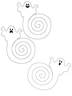 three spooky ghost swirls are shown in the shape of two spirals