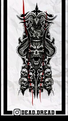 a poster with a skull on it that says, dead dread and the image of a demon