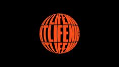 an orange and black logo with the word life in it's center on a black background