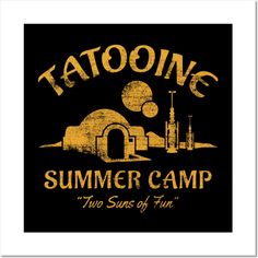 the logo for tattooing summer camp, with an image of a city in the background