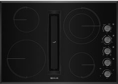 an electric cooktop with four burners and knobs on the front, in stainless steel