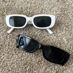 2 Pairs Of Retro Sunglasses, One All White And The Other All Black. Comes With Original Packaging And Eyeglass Kit. Nwt, No Scratches Black And White Sunglasses, Black And White Accessories, Birthday Sunglasses, Purple Sunglasses, Persol Sunglasses, Saint Laurent Sunglasses, Red Sunglasses, White Sunglasses, Burberry Sunglasses