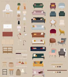 an illustrated guide to different types of furniture