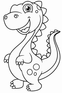 a cartoon dinosaur that is smiling for the camera