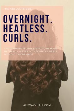 Best Overnight Curls, Coarse Wavy Hair, Hair Heatless Curls, Overnight Heatless Curls, Tips For Thick Hair, Naturally Wavy Hair, Wavy Hair Overnight, Wavy Hair Care, Overnight Curls