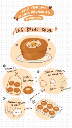 an egg bread bowl with instructions on how to make it and what to use it