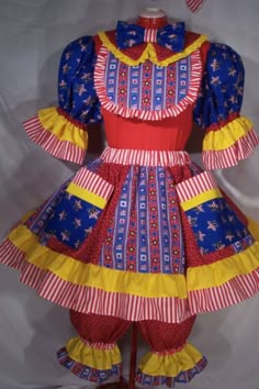 a dress made out of red, white and blue material