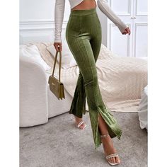 The stylish look combined with the comfortable and stretchy fabric makes these pants perfect for going out, shopping, party, dating, at home or exercising! Corduroy Leggings, Flare Legging, Metallic Leggings, Pants Green, Velvet Leggings, Bootcut Pants, High Waisted Flares, Cotton Leggings, Velvet Pants