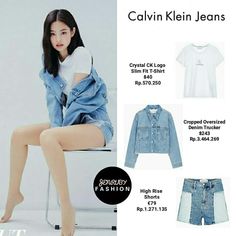 Top Calvin Klein Outfit, Jennie Kim Chanel Outfit, Asian Style Clothes, Jennie Outfits, Jennie Fashion, Jennie Style, Bp Outfits, Jennie Black, Blackpink Closet